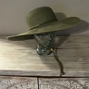 Ladies sage green wide brimmed sun hat